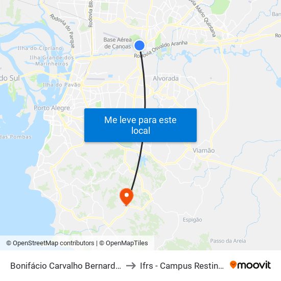 Bonifácio Carvalho Bernardes to Ifrs - Campus Restinga map