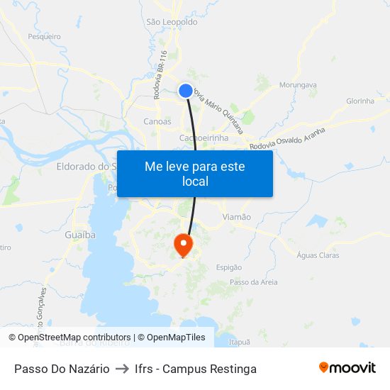 Passo Do Nazário to Ifrs - Campus Restinga map