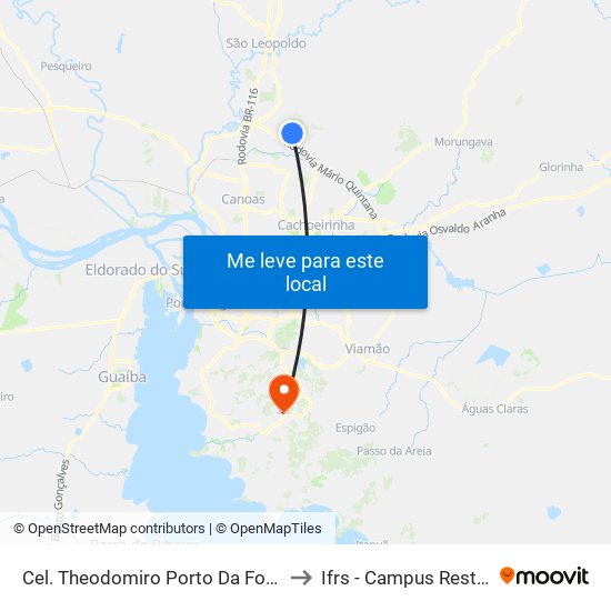 Cel. Theodomiro Porto Da Fonseca to Ifrs - Campus Restinga map