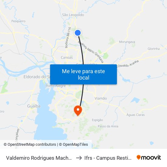 Valdemiro Rodrigues Machado to Ifrs - Campus Restinga map