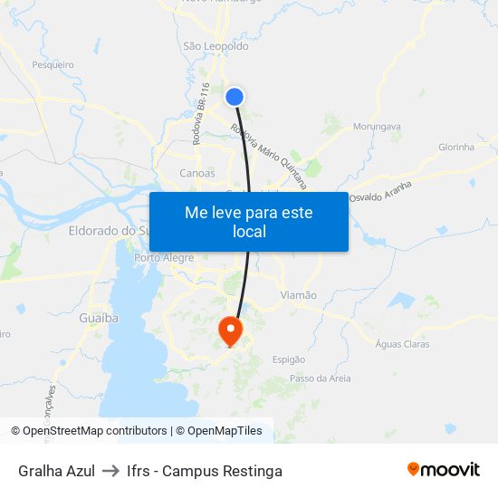 Gralha Azul to Ifrs - Campus Restinga map