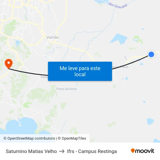 Saturnino Matias Velho to Ifrs - Campus Restinga map