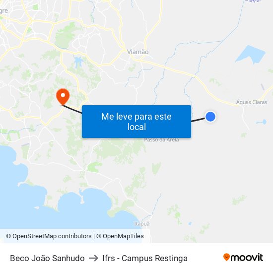 Beco João Sanhudo to Ifrs - Campus Restinga map