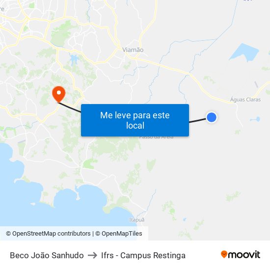 Beco João Sanhudo to Ifrs - Campus Restinga map
