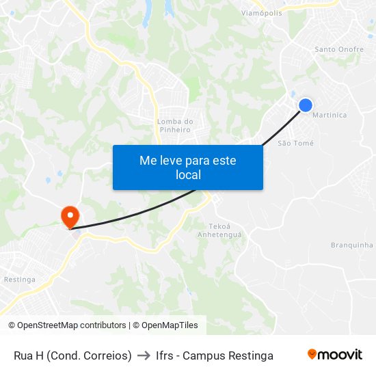 Rua H (Cond. Correios) to Ifrs - Campus Restinga map