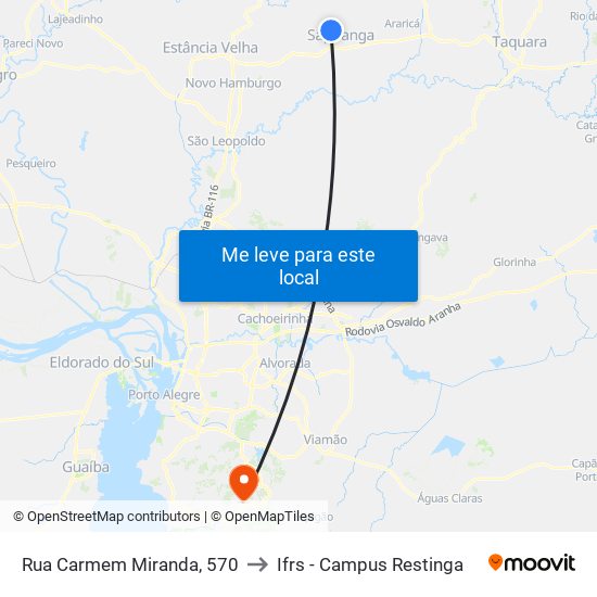 Rua Carmem Miranda, 570 to Ifrs - Campus Restinga map