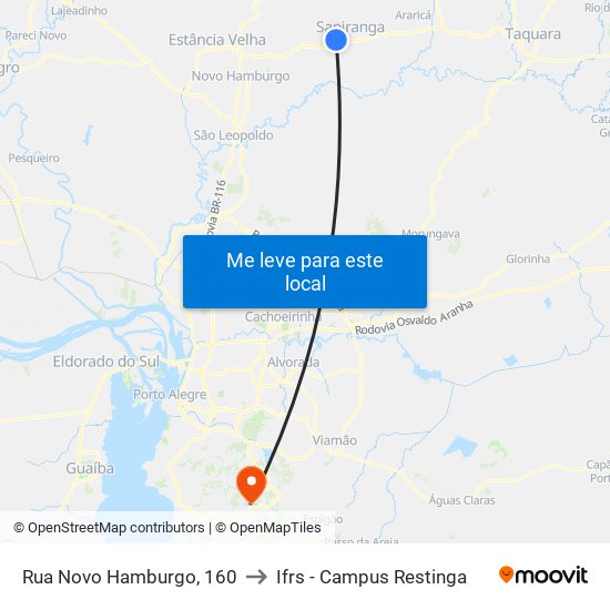 Rua Novo Hamburgo, 160 to Ifrs - Campus Restinga map