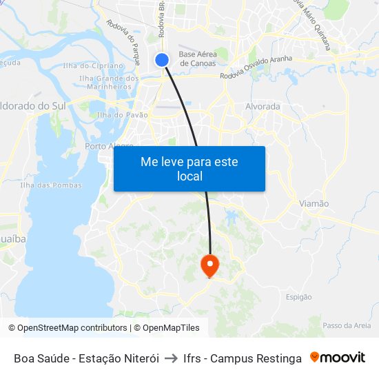 Boa Saúde - Estação Niterói to Ifrs - Campus Restinga map