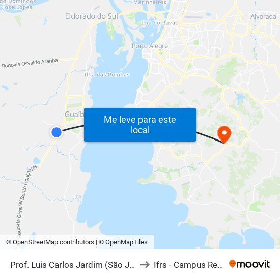 Prof. Luis Carlos Jardim (São Jerônimo) to Ifrs - Campus Restinga map