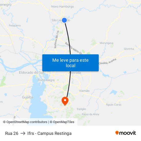 Rua 26 to Ifrs - Campus Restinga map