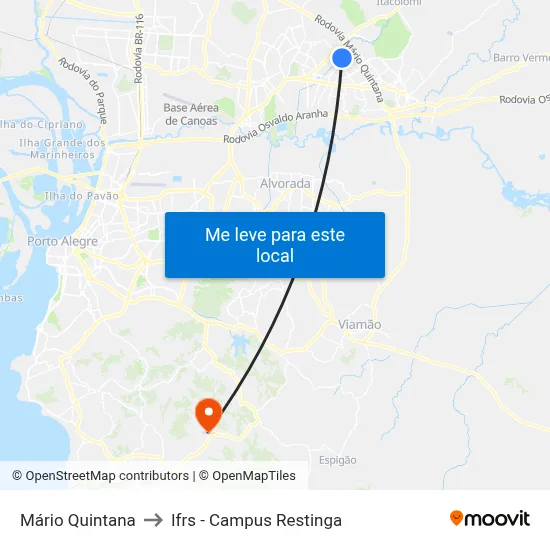 Mário Quintana to Ifrs - Campus Restinga map