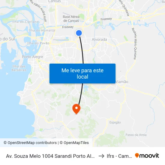 Av. Souza Melo 1004 Sarandi Porto Alegre - Rio Grande Do Sul 91120-600 Brasil to Ifrs - Campus Restinga map