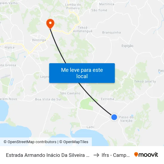 Estrada Armando Inácio Da Silveira 7635 Porto Alegre - Rs Brasil to Ifrs - Campus Restinga map