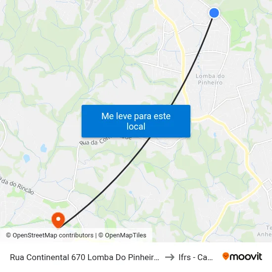 Rua Continental 670 Lomba Do Pinheiro Porto Alegre - Rio Grande Do Sul 91570 Brasil to Ifrs - Campus Restinga map