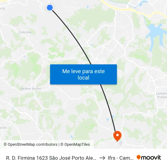 R. D. Firmina 1623 São José Porto Alegre - Rio Grande Do Sul 91520-210 Brasil to Ifrs - Campus Restinga map