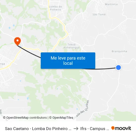 Sao Caetano - Lomba Do Pinheiro Viamão - Rs Brasil to Ifrs - Campus Restinga map