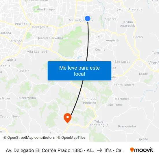 Av. Delegado Eli Corrêa Prado 1385 - Alto Petrópolis Porto Alegre - Rs 91260-300 Brasil to Ifrs - Campus Restinga map
