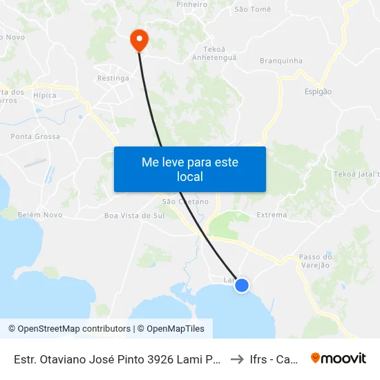 Estr. Otaviano José Pinto 3926 Lami Porto Alegre - Rio Grande Do Sul 91787-660 Brasil to Ifrs - Campus Restinga map