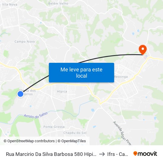 Rua Marcirio Da Silva Barbosa 580 Hípica Porto Alegre - Rio Grande Do Sul 91755 Brasil to Ifrs - Campus Restinga map