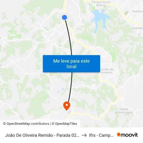 João De Oliveira Remião - Parada 02-A (Cemitério Jardim Da Paz) to Ifrs - Campus Restinga map
