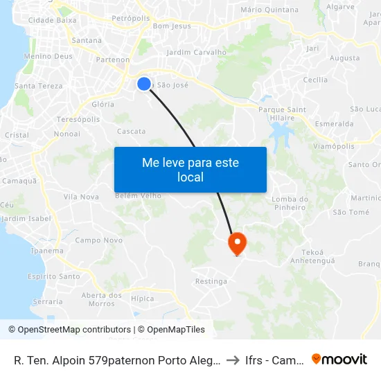 R. Ten. Alpoin 579paternon Porto Alegre - Rio Grande Do Sul 91510-710 Brasil to Ifrs - Campus Restinga map