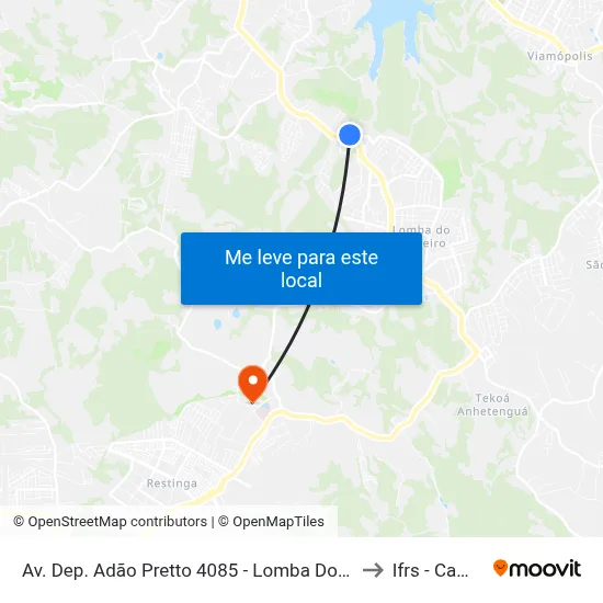 Av. Dep. Adão Pretto 4085 - Lomba Do Pinheiro Porto Alegre - Rs 91570-730 Brasil to Ifrs - Campus Restinga map