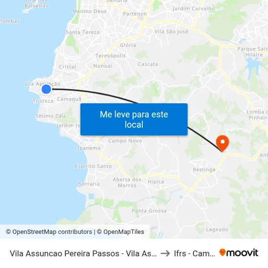 Vila Assuncao Pereira Passos - Vila Assunção Porto Alegre - Rs 91900-030 Brasil to Ifrs - Campus Restinga map