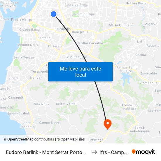 Eudoro Berlink - Mont Serrat Porto Alegre - Rs 90440-190 Brasil to Ifrs - Campus Restinga map