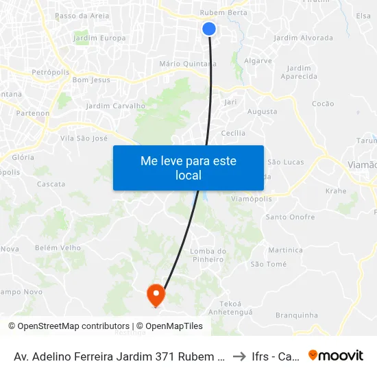 Av. Adelino Ferreira Jardim 371 Rubem Berta Porto Alegre - Rio Grande Do Sul 91250-310 Brasil to Ifrs - Campus Restinga map