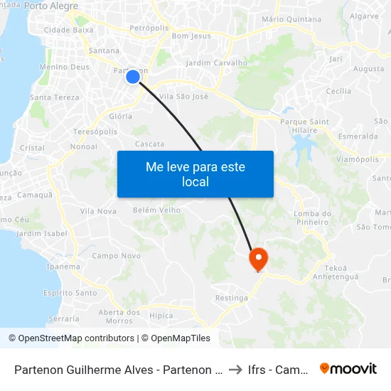 Partenon Guilherme Alves - Partenon Porto Alegre - Rs 90650-000 Brasil to Ifrs - Campus Restinga map