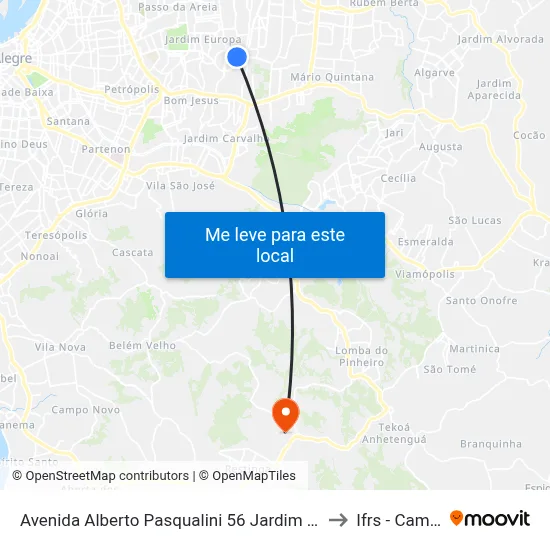 Avenida Alberto Pasqualini 56 Jardim Sabará Porto Alegre - Rs 91215-001 Brasil to Ifrs - Campus Restinga map