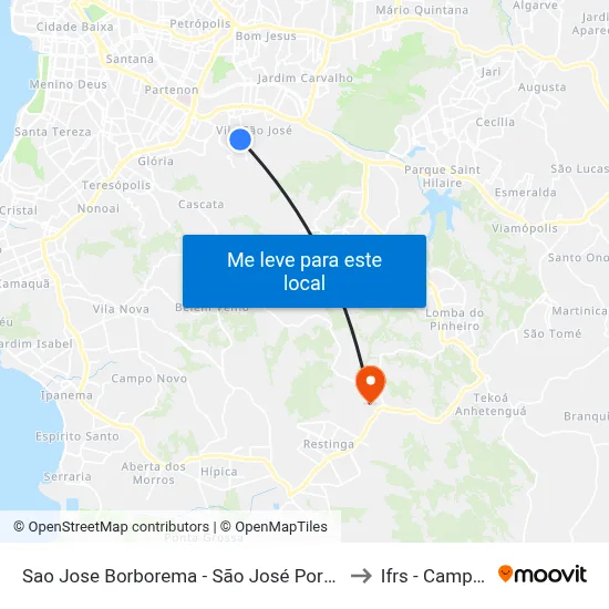 Sao Jose Borborema - São José Porto Alegre - Rs 91520-030 Brasil to Ifrs - Campus Restinga map
