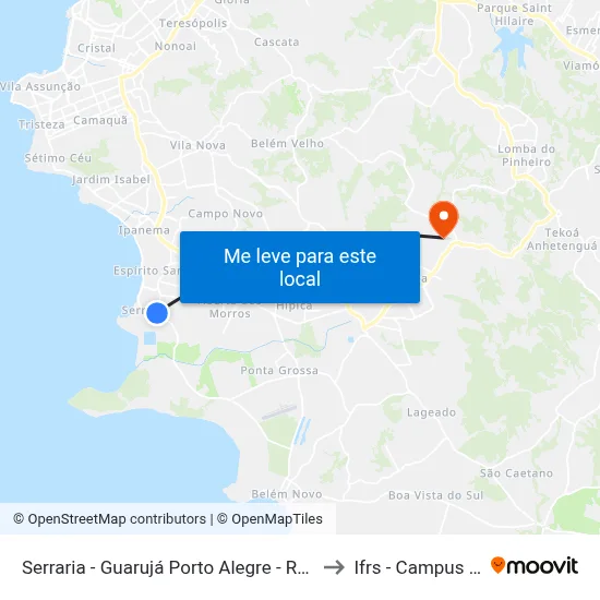 Serraria - Guarujá Porto Alegre - Rs 91770-120 Brasil to Ifrs - Campus Restinga map