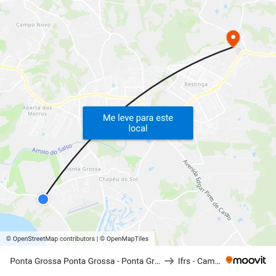 Ponta Grossa Ponta Grossa - Ponta Grossa Porto Alegre - Rs 91780-580 Brasil to Ifrs - Campus Restinga map