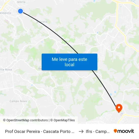 Prof Oscar Pereira - Cascata Porto Alegre - Rs 91720-090 Brasil to Ifrs - Campus Restinga map