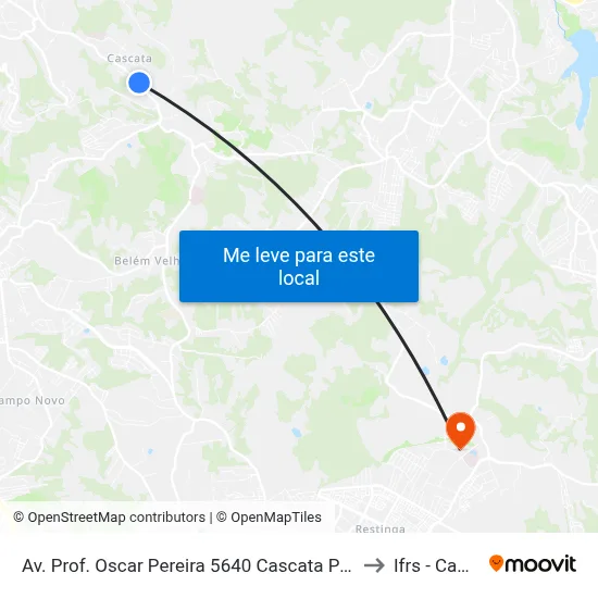 Av. Prof. Oscar Pereira 5640 Cascata Porto Alegre - Rio Grande Do Sul 91712-320 Brasil to Ifrs - Campus Restinga map