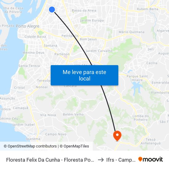 Floresta Felix Da Cunha - Floresta Porto Alegre - Rs 90220-030 Brasil to Ifrs - Campus Restinga map