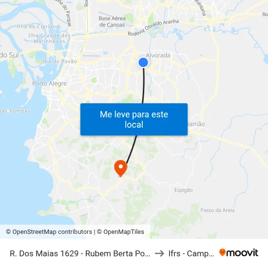 R. Dos Maias 1629 - Rubem Berta Porto Alegre - Rs 91170-200 Brasil to Ifrs - Campus Restinga map