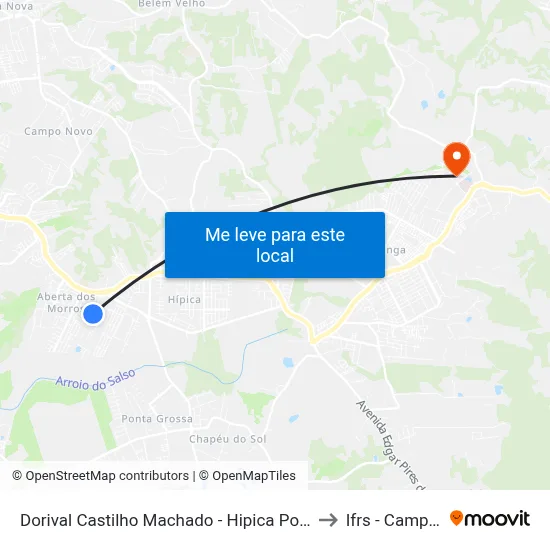 Dorival Castilho Machado - Hipica Porto Alegre - Rs 91755-210 Brasil to Ifrs - Campus Restinga map