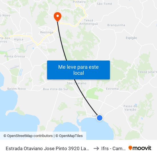 Estrada Otaviano Jose Pinto 3920 Lami Porto Alegre - Rio Grande Do Sul Brasil to Ifrs - Campus Restinga map