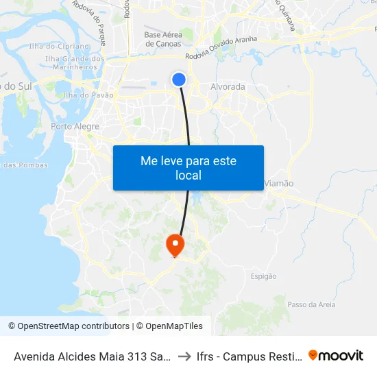 Avenida Alcides Maia 313 Sarandi to Ifrs - Campus Restinga map