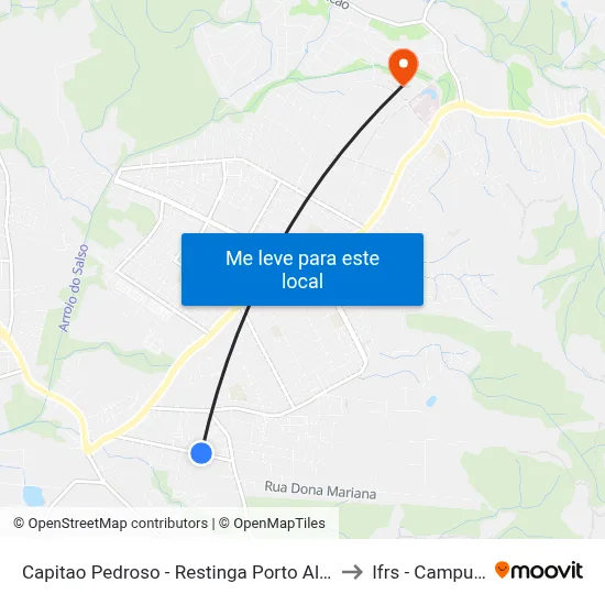 Capitao Pedroso - Restinga Porto Alegre - Rs 91790-000 Brasil to Ifrs - Campus Restinga map