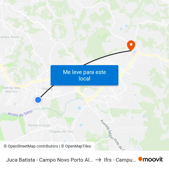 Juca Batista - Campo Novo Porto Alegre - Rs 91755-851 Brasil to Ifrs - Campus Restinga map