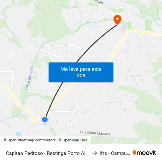 Capitao Pedroso - Restinga Porto Alegre - Rs 91790-400 Brasil to Ifrs - Campus Restinga map