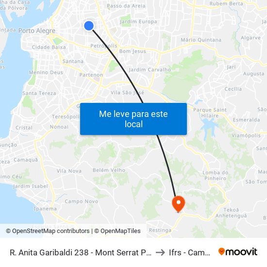 R. Anita Garibaldi 238 - Mont Serrat Porto Alegre - Rs 90480-200 Brasil to Ifrs - Campus Restinga map