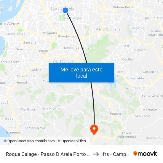 Roque Calage - Passo D Areia Porto Alegre - Rs 91712-073 Brasil to Ifrs - Campus Restinga map