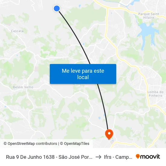 Rua 9 De Junho 1638 - São José Porto Alegre - Rs 91520-610 Brasil to Ifrs - Campus Restinga map