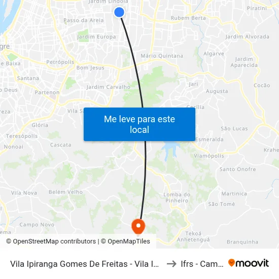 Vila Ipiranga Gomes De Freitas - Vila Ipiranga Porto Alegre - Rs 91010-004 Brasil to Ifrs - Campus Restinga map