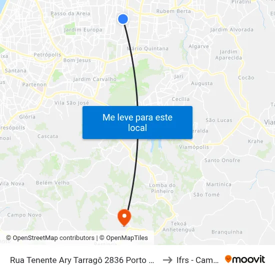 Rua Tenente Ary Tarragô 2836 Porto Alegre - Rio Grande Do Sul 91225 Brasil to Ifrs - Campus Restinga map