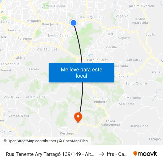 Rua Tenente Ary Tarragô 139/149 - Alto Petrópolis Porto Alegre - Rs 91225-000 Brasil to Ifrs - Campus Restinga map